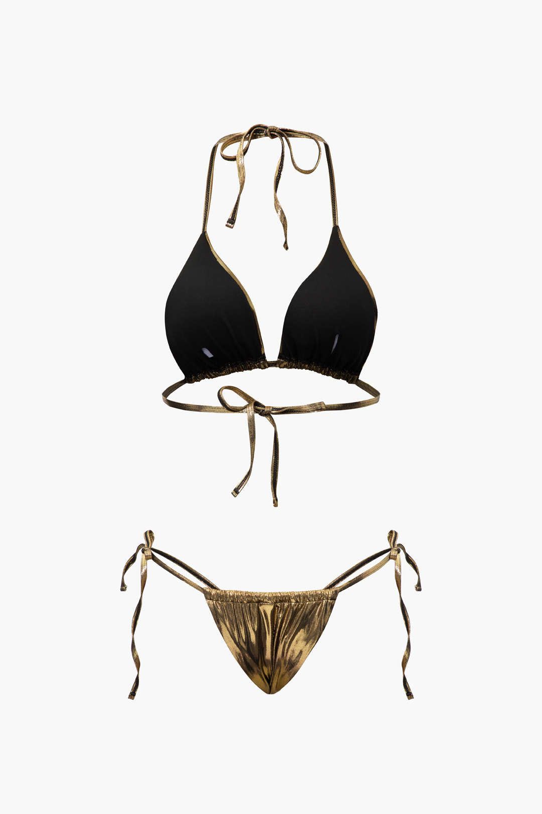 Metallic Tie Bikini And Drawstring Cover-up Skirt Set sold by Micas product image thumbnail 4