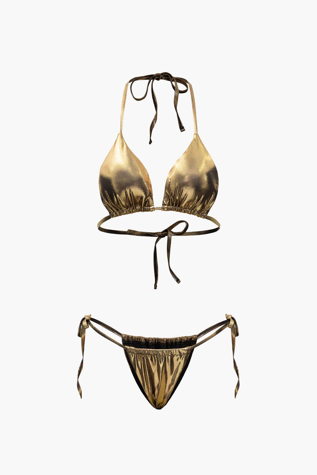 Metallic Tie Bikini And Drawstring Cover-up Skirt Set sold by Micas product image thumbnail 2