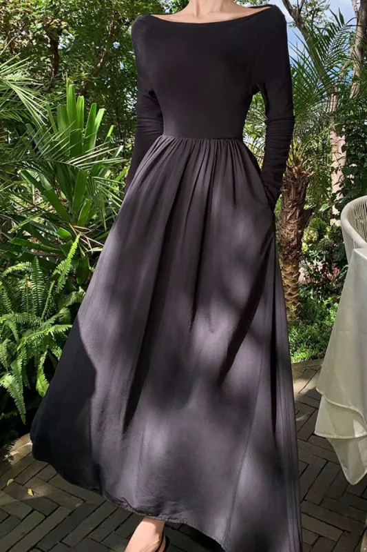 Off Shoulder Pleated Long Sleeve Midi Dress sold by Micas
