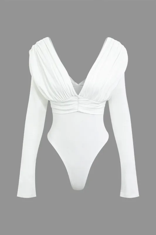 V-neck Ruched Long Sleeve Bodysuit sold by Micas
