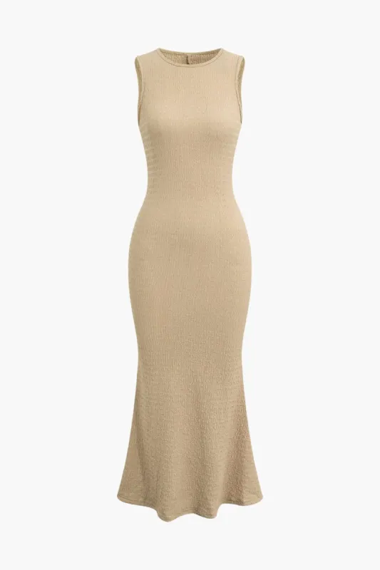 Textured Round Neck Sleeveless Mermaid Maxi Dress sold by Micas