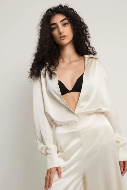 Solid Satin Long Sleeve Shirt sold by Micas