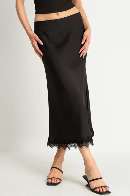 Lace Trim Split Maxi Skirt sold by Micas