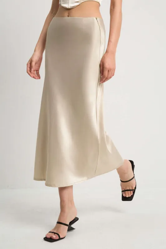 Solid Satin Mermaid Midi Skirt sold by Micas