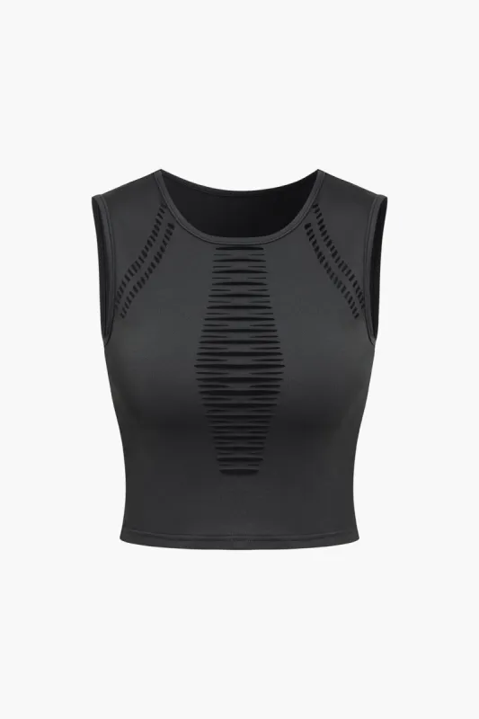 Hollow Out Round Neck Tank Top sold by Micas