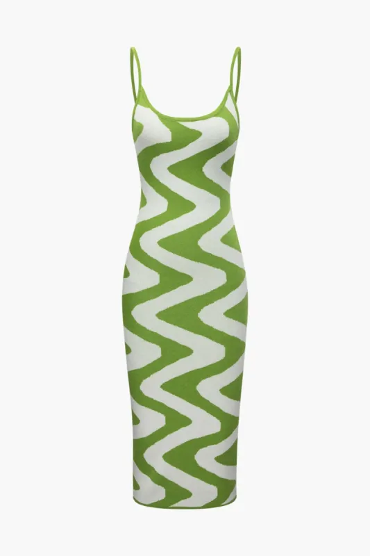 Square Neck Stripe Knit Midi Dress sold by Micas