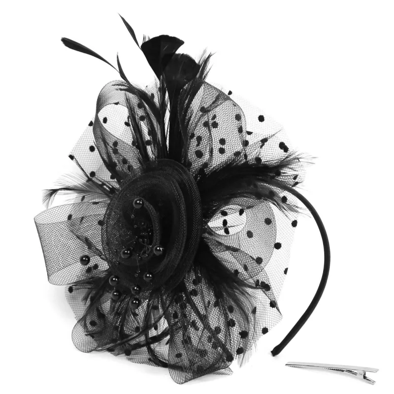 Feathers Net Veil Mesh Hair Accessory sold by Micas