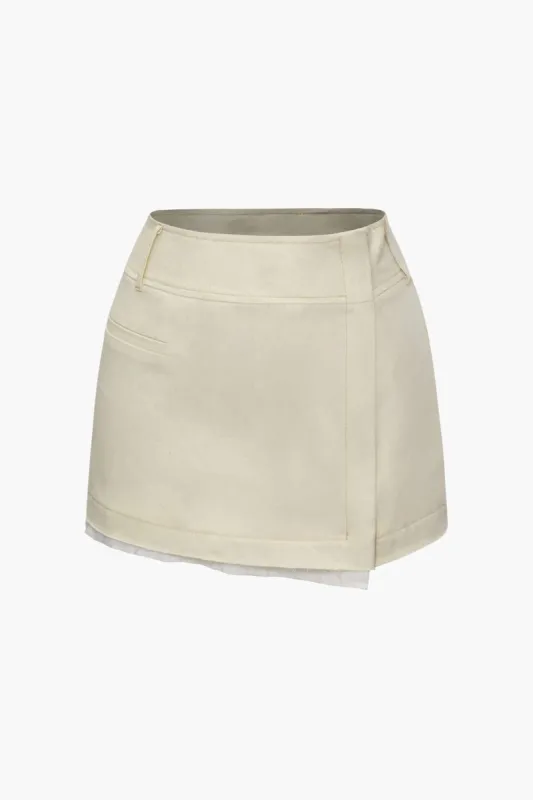 Frayed Hem Wrap Mini Skirt sold by Micas