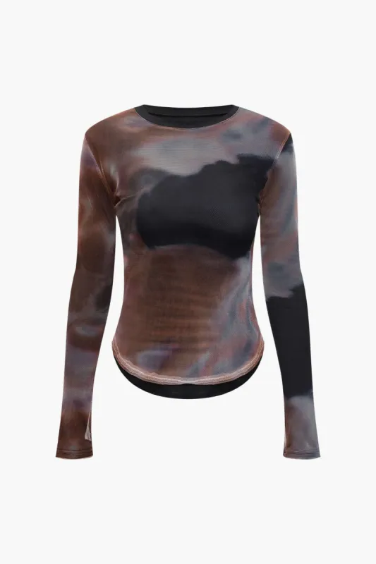 Tie Dye Mesh Long Sleeve Top sold by Micas