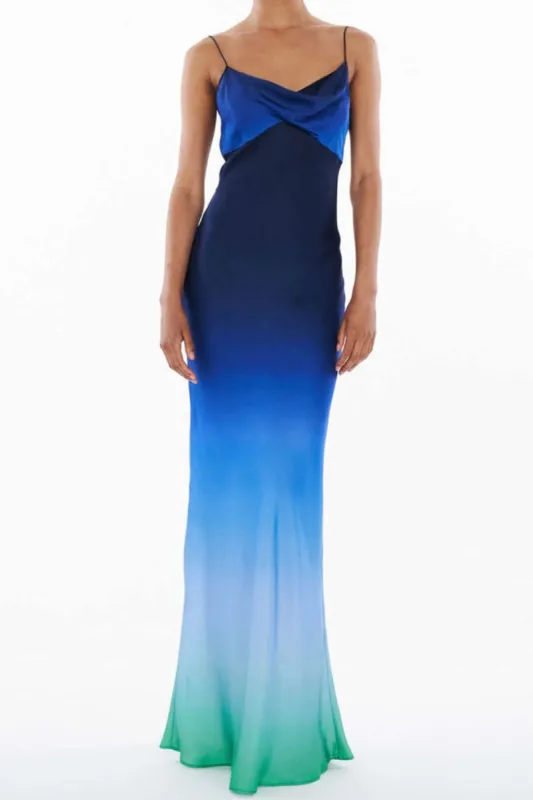 Tie Dye Cowl Neck Satin Slip Maxi Dress sold by Micas