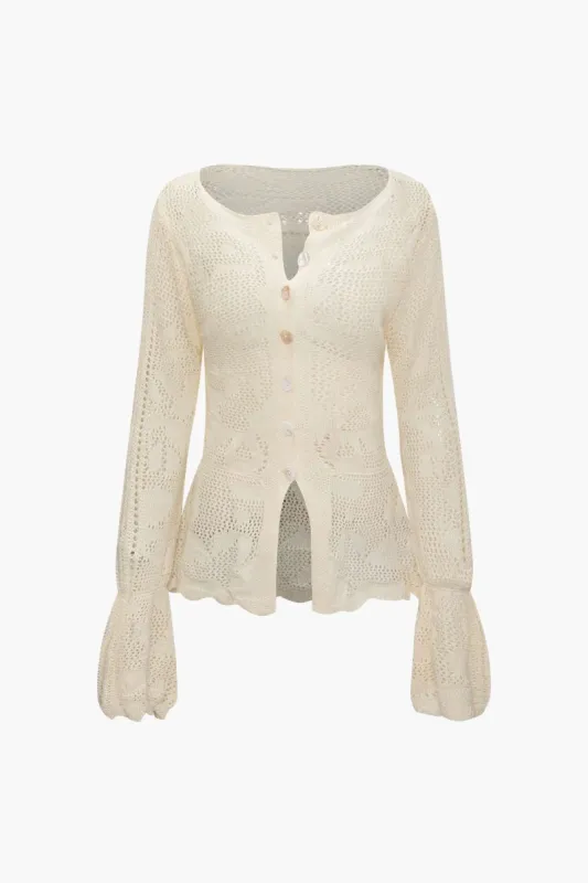 Button Up Open Knit Cardigan sold by Micas