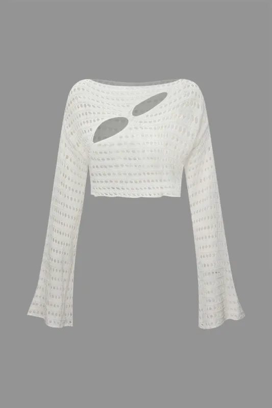 Cut Out Open Knit Crop Cover Up Top sold by Micas