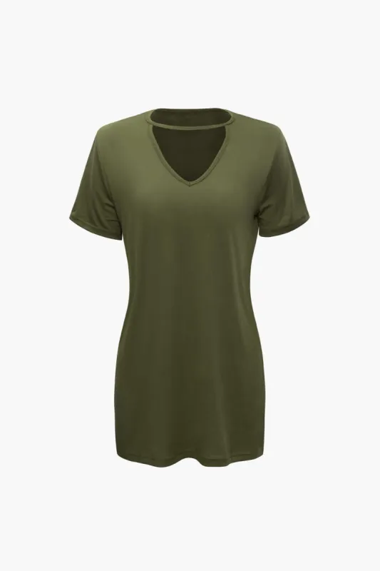 Solid V-neck Mini Dress sold by Micas