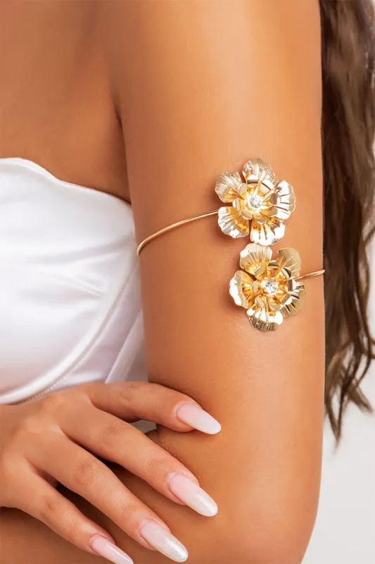 Flower Decor Arm Cuff Bangle sold by Micas