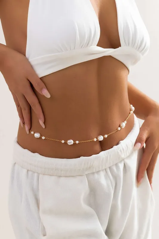 Pearl Embellished Waist Chain sold by Micas