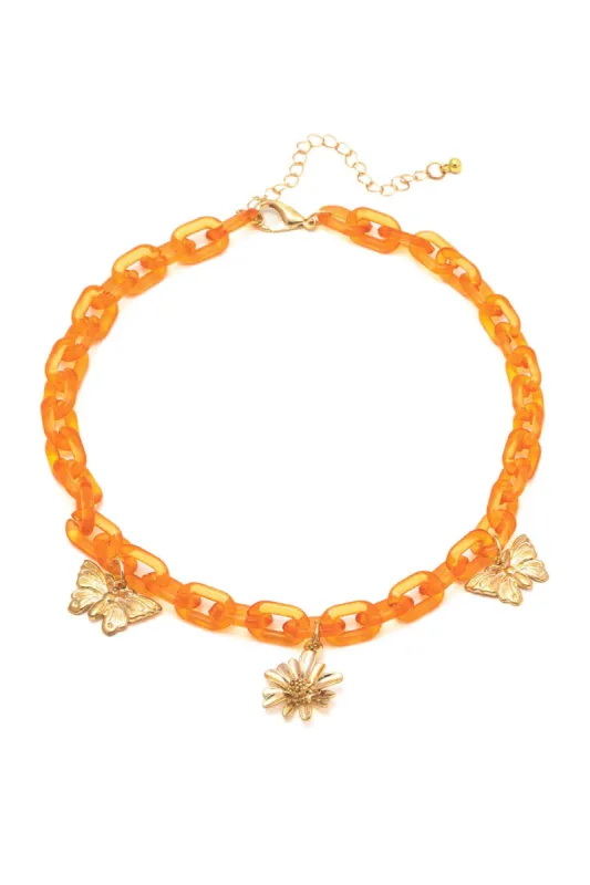 Butterfly & Flower Chain Necklace sold by Micas