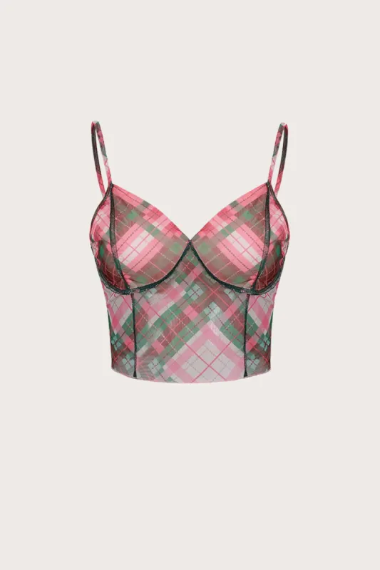 Checked Print Bustier Cami Top sold by Micas