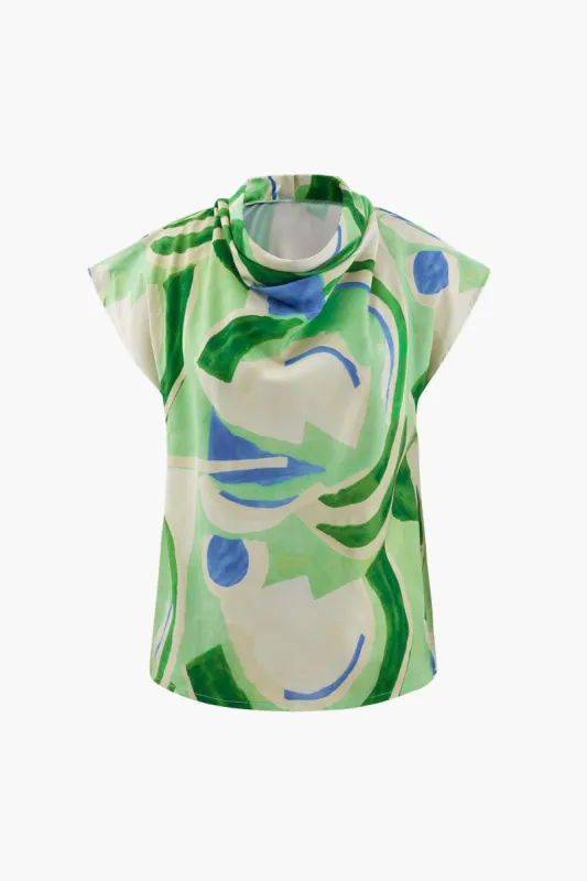 Printed Satin Cap Sleeve Blouse sold by Micas