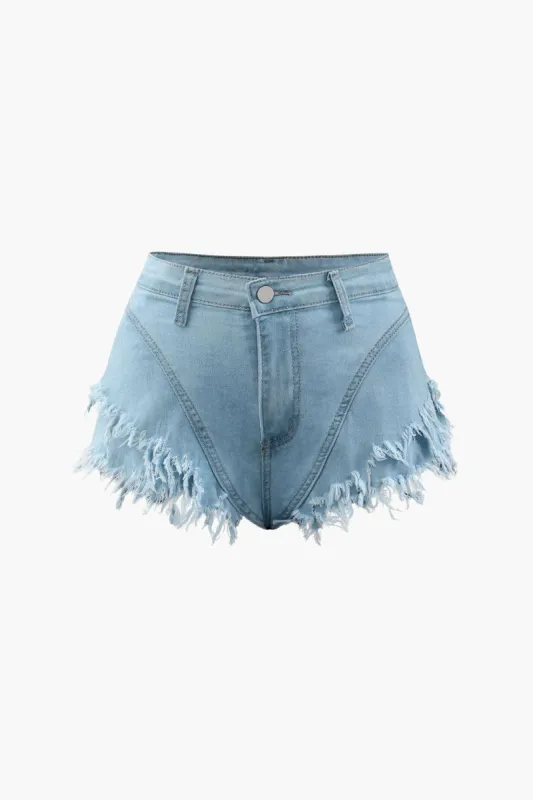 Frayed Hem Denim Shorts sold by Micas