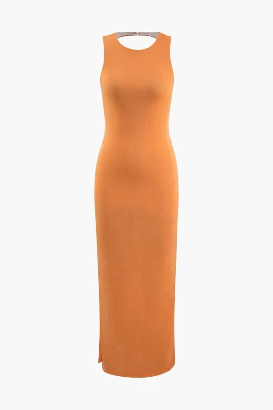 Lace-up Back Slit Sleeveless Midi Dress sold by Micas