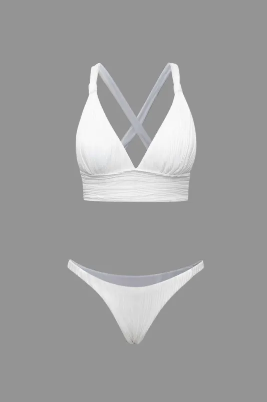 Textured Cross Back Bikini Set sold by Micas