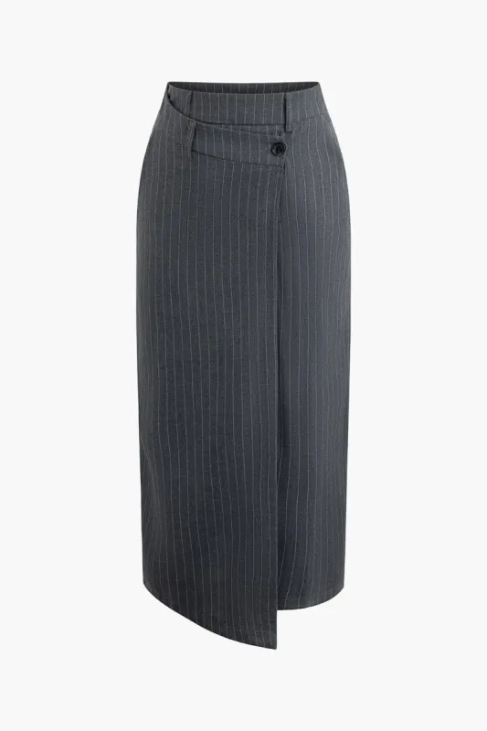 Pinstripe Wrap Midi Skirt sold by Micas