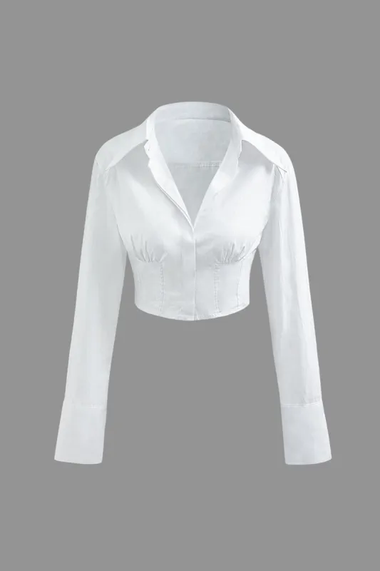 Corset Design Collar Button Up Long Sleeve Shirt sold by Micas