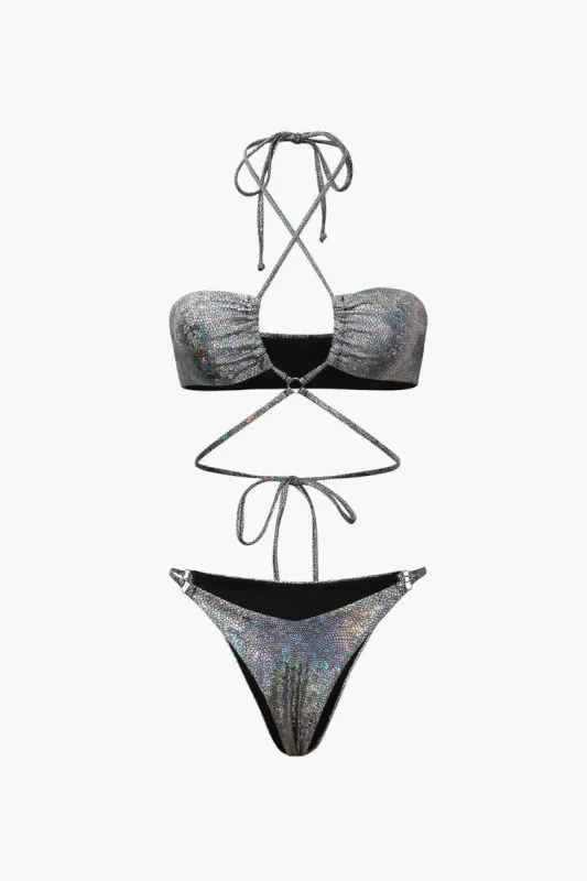 Metallic Halter Bikini Set sold by Micas