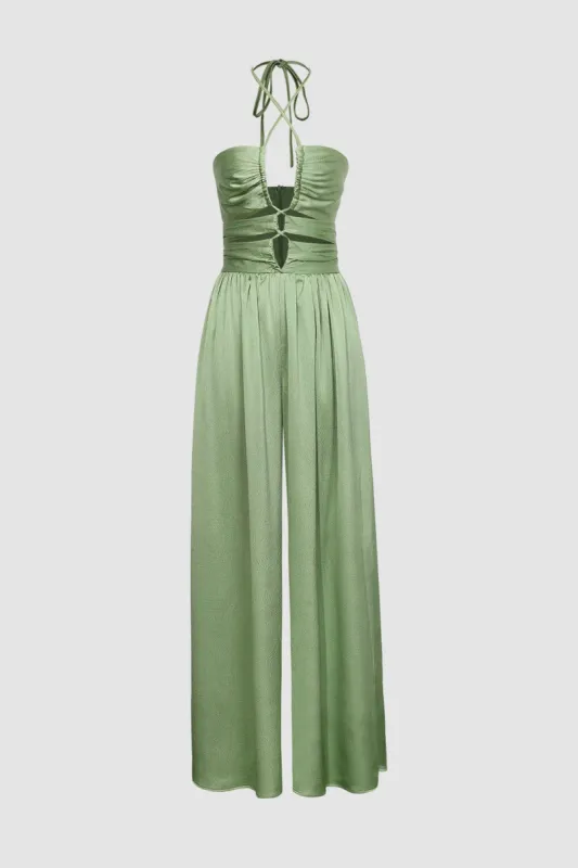 Heavy Satin Halter Neck Jumpsuit sold by Micas