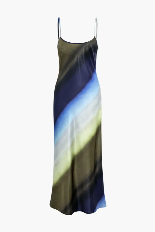 Abstract Print Satin Cami Maxi Dress sold by Micas