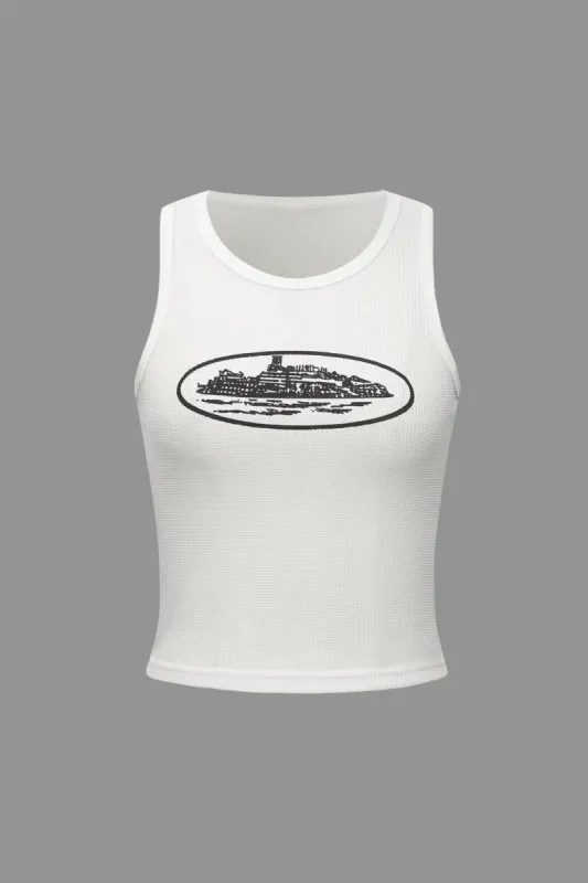 Graphic Embroidery Tank Top sold by Micas