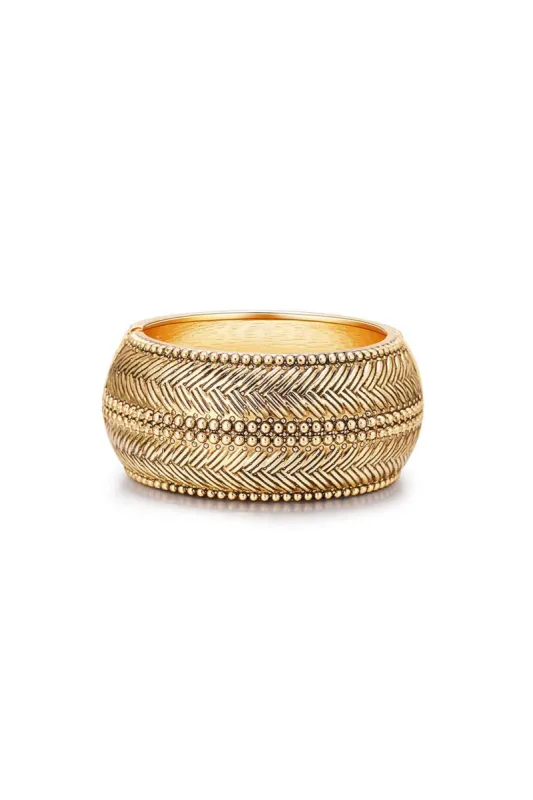 Drum Shaped Textured Cuff Bangle sold by Micas