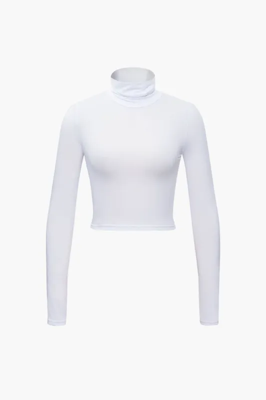 Solid Turtleneck Long Sleeve Crop Top sold by Micas