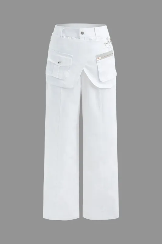 Layered Pocket Straight Leg Pants sold by Micas