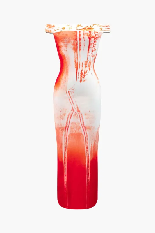 Printed Off Shoulder Sleeveless Maxi Dress sold by Micas