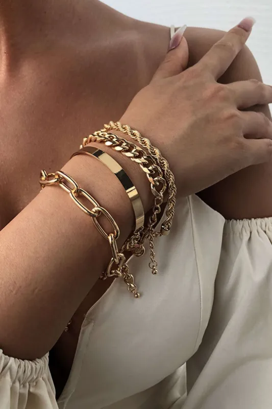 4-pcs Metal Chain Link Bracelet Set made by Micas