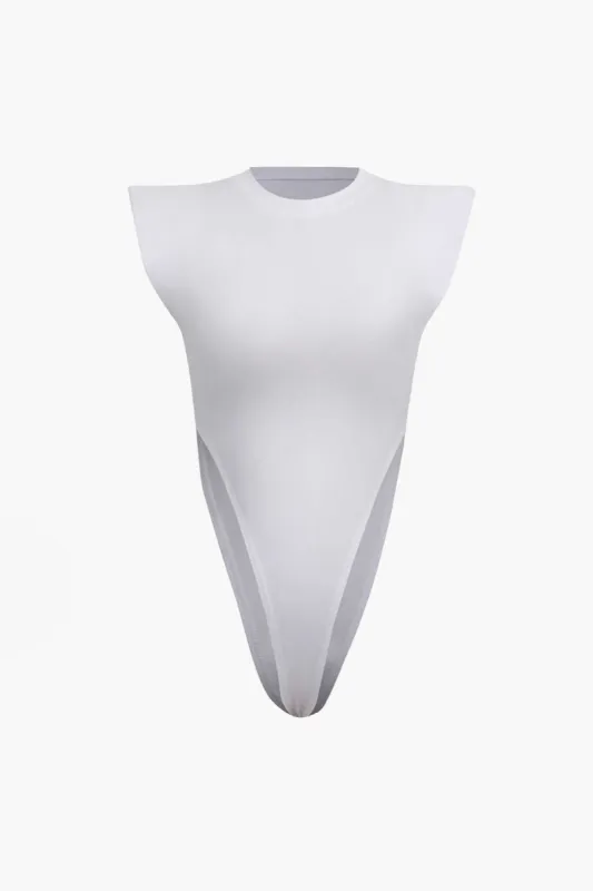 Padded-Shoulder Sleeveless Bodysuit sold by Micas