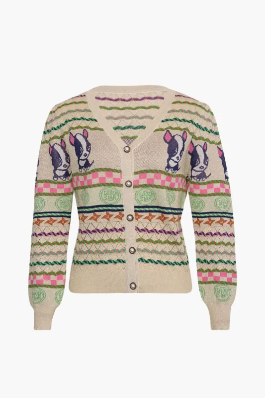 Retro Color-Block Knitted Cardigan sold by Micas