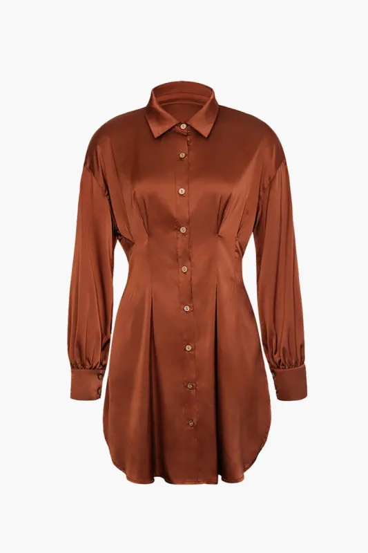 Satin Buttons Down Shirt Dress sold by Micas