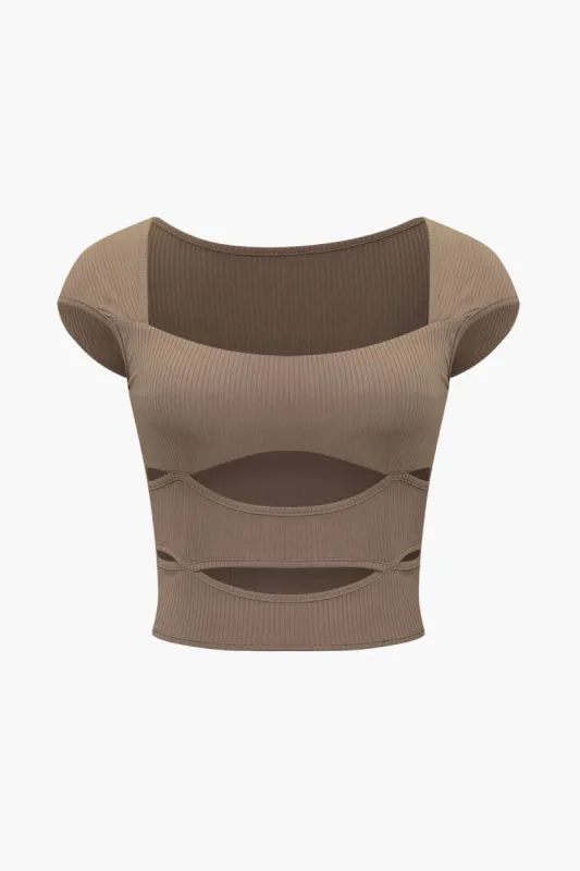 Square Neck Cut Out Crop T-Shirt sold by Micas