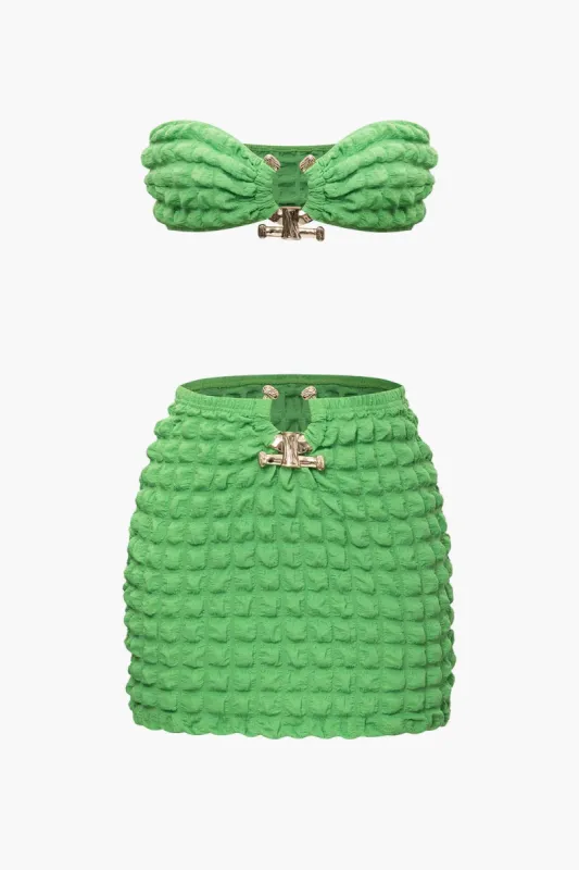 Popcorn Textured Tube Top And Mini Skirt Set sold by Micas