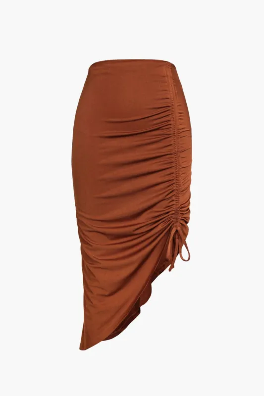 Ruched Drawstrings Midi Skirt sold by Micas