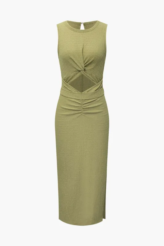Twist Front Cut Out Sleeveless Maxi Dress sold by Micas