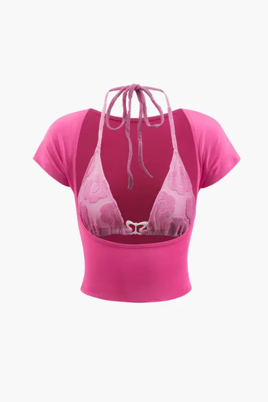 Floral Halter Bra Top And T-Shirt sold by Micas
