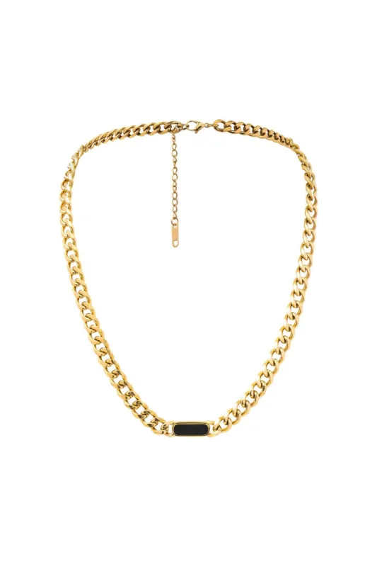 Cuban Chain Black Bar Necklace sold by Micas