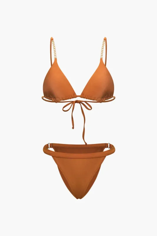 Tie Back Metal Chain Bikini Swimsuit Set sold by Micas