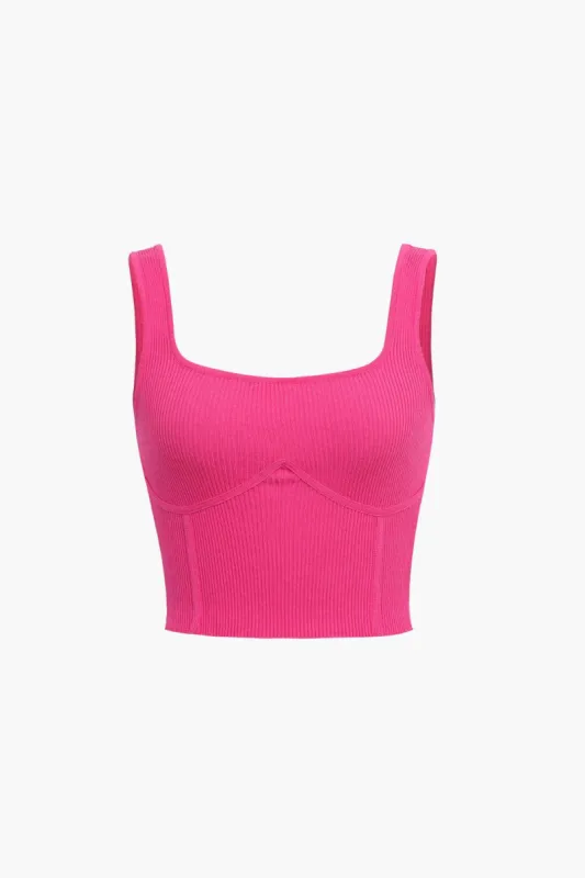 Square Neck Rib Knit Cami Top sold by Micas