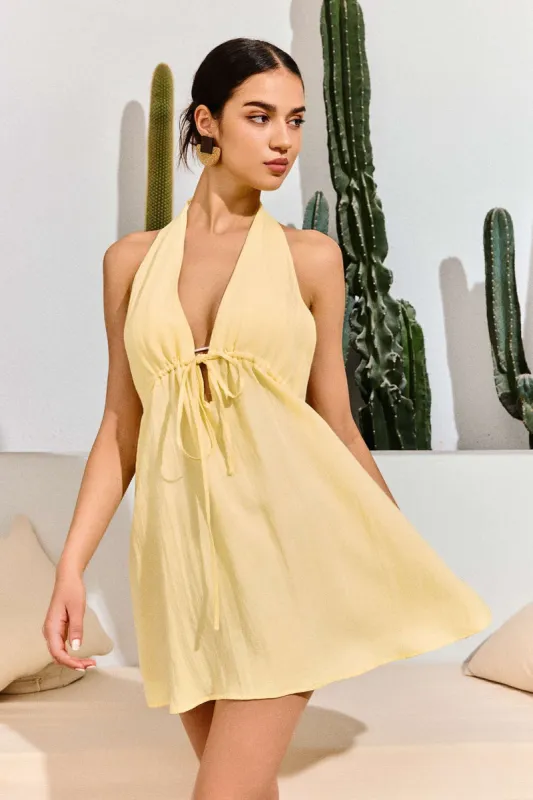 Tie Front Halter Mini Dress sold by Micas