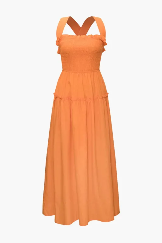 Cross Tie Back Frill Midi Dress sold by Micas