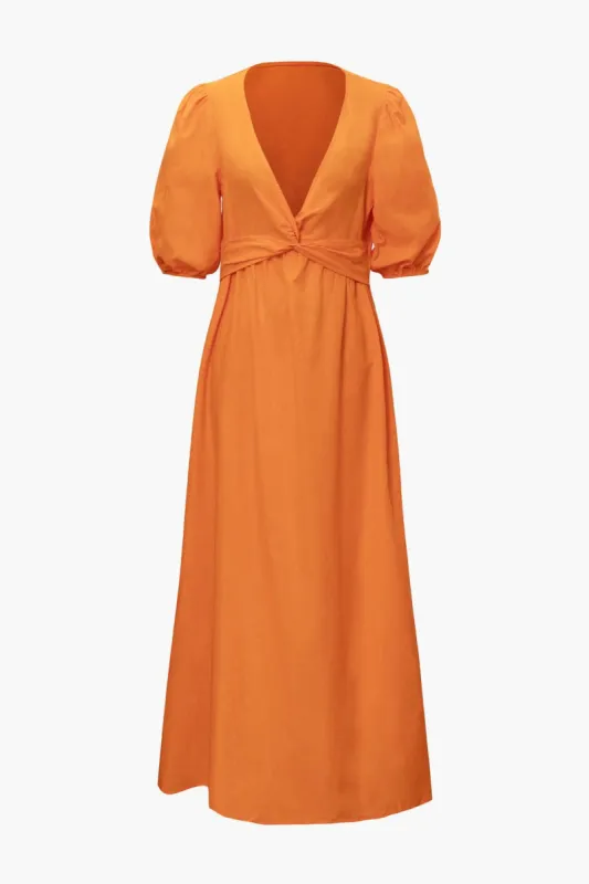 V-neck Twist Detail Puff Sleeve Maxi Dress sold by Micas
